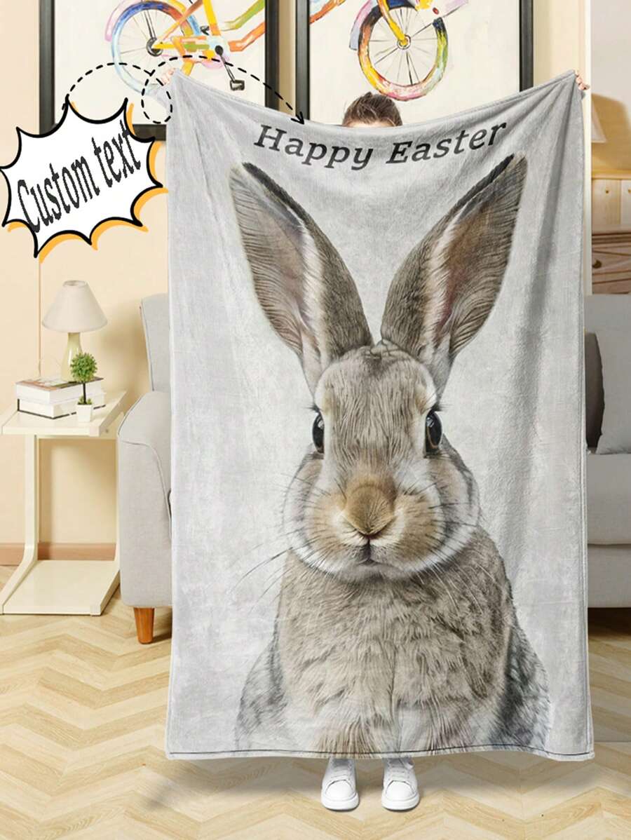 Una pieza de manta de franela personalizada con atmósfera de Pascua, fotografías personalizadas de pareja y familia, fotos de arte personal o fotos y texto personalizados de mascotas, el regalo perfecto para el Día del Padre, el Día de la Madre o los entusiastas de las mascotas