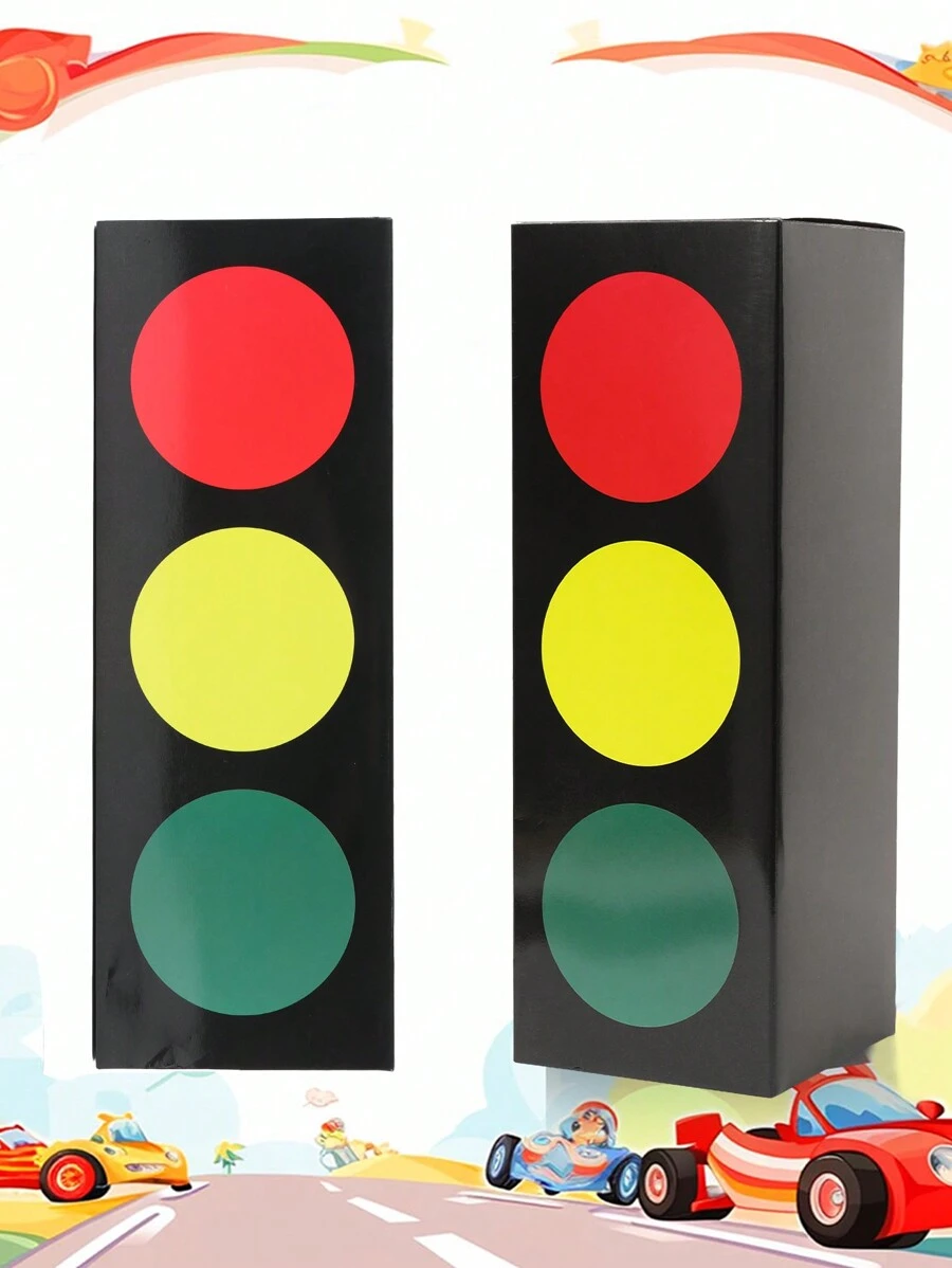 2pcs Traffic Light Box Racing Car Themed Traffic Light Center Decor Gift Box,For Race Car Birthday Party Supplies, Table Centerpiece Decorations Party Background Decor