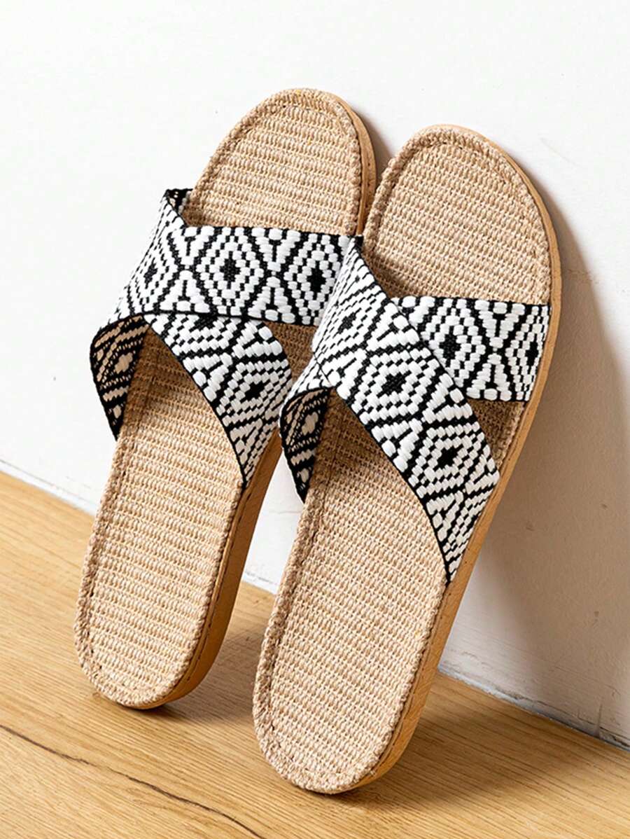 Unisex Linen Slippers, Non-Slip Indoor Outdoor Sandals For Spring Summer Autumn, Beach Holiday Home