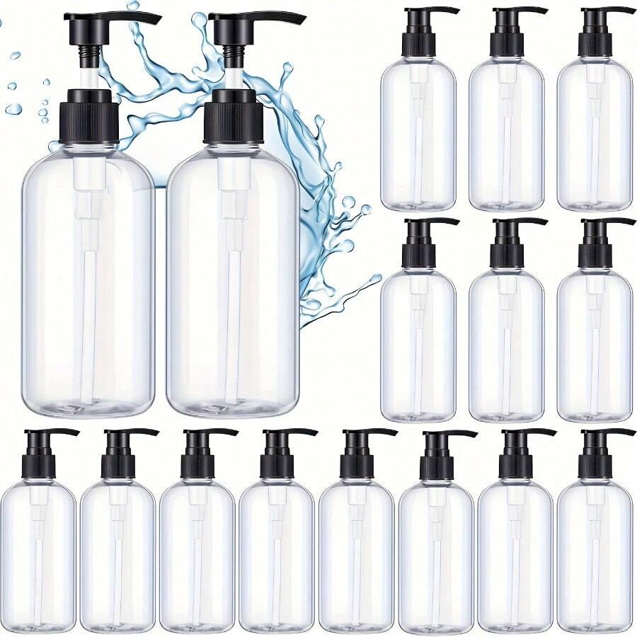 5 verpakkingen navulbare PET-pompdispenserflessen - 8,45 oz helder, lekvrij, olievrij voor shampoo, body wash, massageoliën, DEHP-vrije cilinder met soepele drukpomp