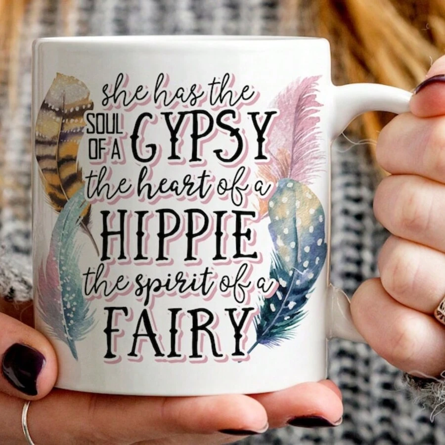 1pc 11oz She Has The Soul Mug Ceramic Coffee Cup, Double-Sided Printing, Washable Reusable Milk Cup Coffee Cup Multi-Purpose Travel Mug, Ideal Fun Gifts For Wife Mom Daughter Sister Friend, Unique Holiday Gifts