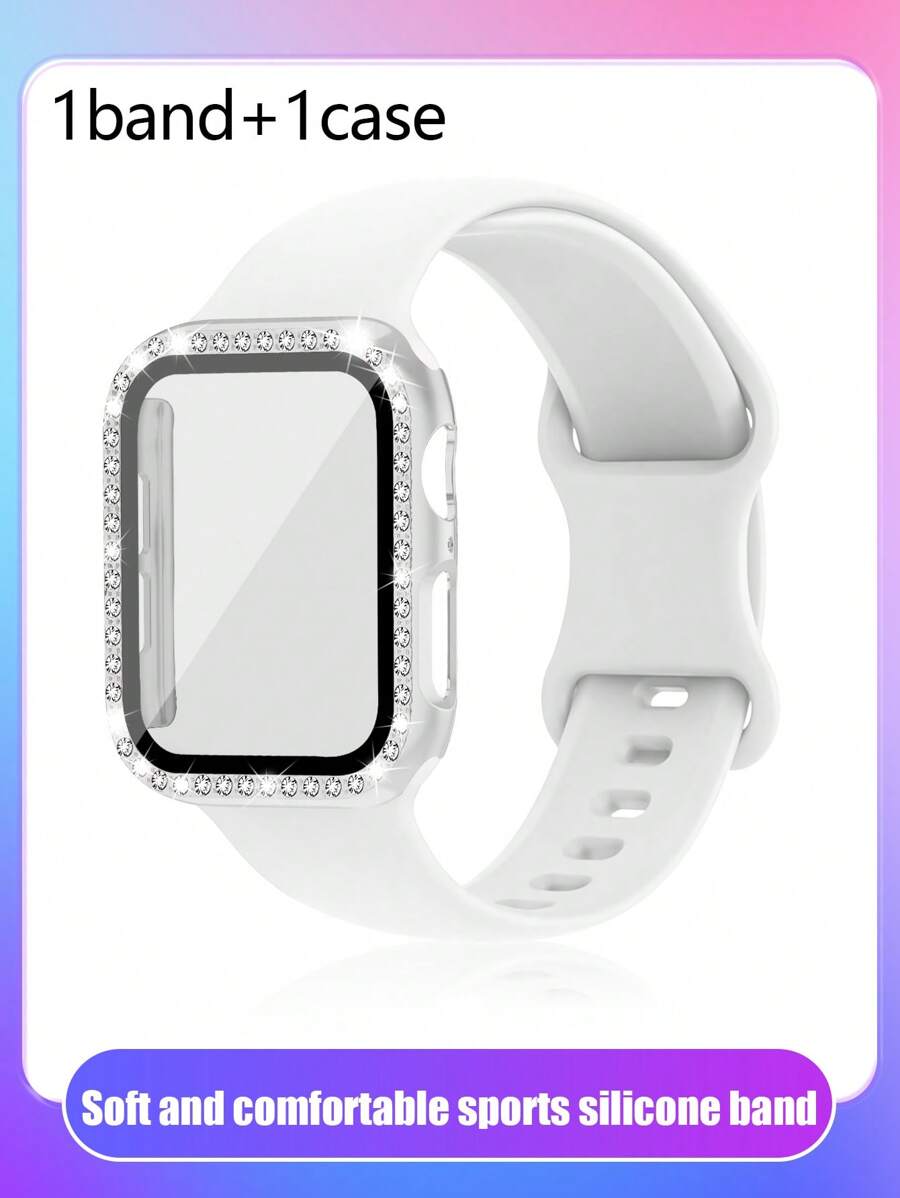 St.siabe 3-in-1 bevat een polsband, hoesje en film voor vrouwen en mannen. Ik Fashion Classic Monochrome Siliconen Horloge Breng Compatibel Met Apple Watch Band 38mm 40mm 41mm 45mm 44mm 42mm 49mm Riem, Zacht, Comfortabel en Ademend Vervangende Band Met Apple Watch Ultra Serie S10/9/SE/8/7/6/5/4/3/2/1 Armband Accessoires