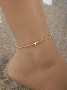 Gold Cross Anklet