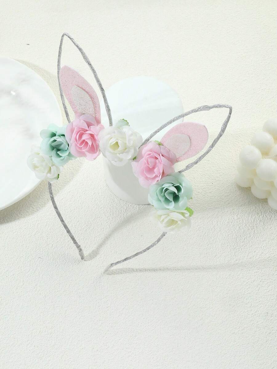 Cute 3D Flower Bunny Ear Headband, Easter