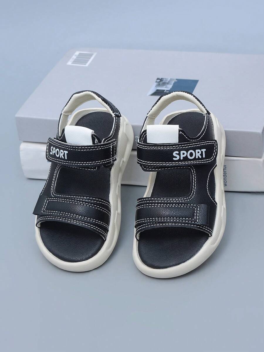 1 paire de sandales plates à bout ouvert pour enfants, design bicolore, minimaliste et confortable, convenant pour le printemps, l'été et l'automne
