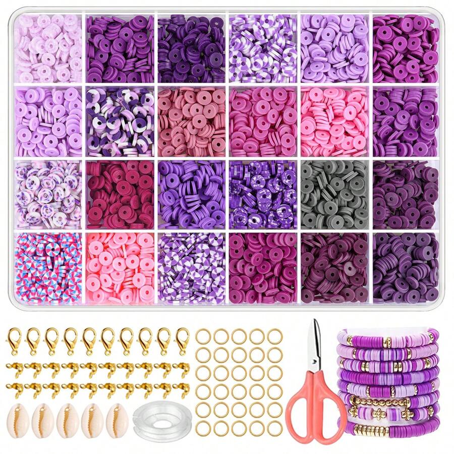 1009 peças/2400 peças - Kit de joias faça você mesmo para pulseiras de polímero da amizade com 24 cores, suprimentos para artesanato, presente de aniversário, presente de ano novo