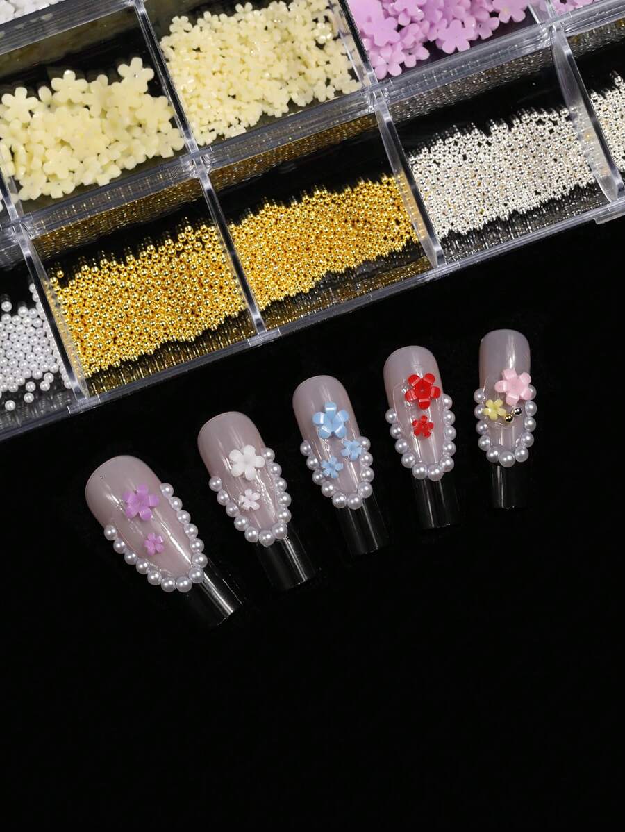 240pcs Mixed Color Flower Nail Ornaments, Resin Three-Dimensional Nail Ornaments, Suitable For Nail Art Accessories Used