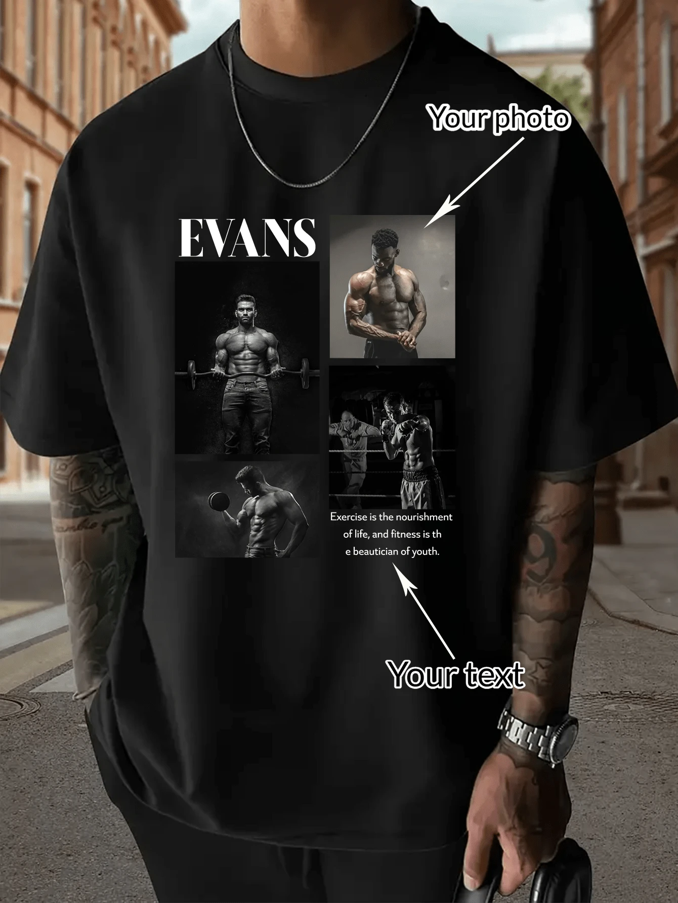 Camiseta personalizada y personalizada para hombres, camiseta suelta y cómoda con diseño gráfico. Personaliza con tu propia foto y texto/logotipo para parejas, familia, mascotas, regalos. Camiseta personalizable de manga corta para esposo o novio (para esposa/familia/amigo/fiesta/equipo/novia/ropa de trabajo/mascota/pareja a juego/regalos/regalos de aniversario/regalos de cumpleaños/regalos de boda)