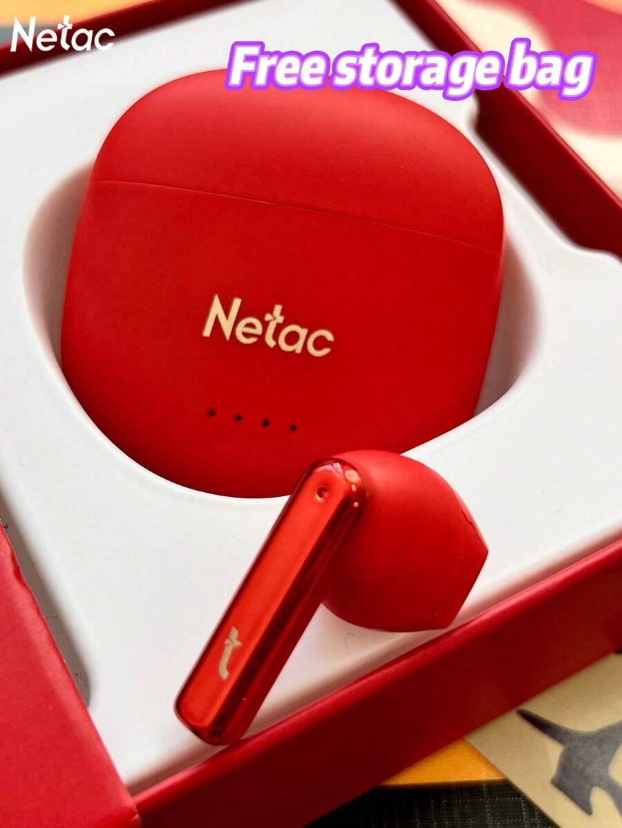 NETAC Auriculares inalámbricos Bluetooth TWS Netac, excelente calidad de sonido 5.3 con emparejamiento automático, ligeros, auriculares inalámbricos con micrófono, compatibles con iPhone, Android, para juegos, auriculares y altavoces, micrófono, regalos para vacaciones, regalos del Día de San Valentín, regalos de Navidad, imprescindibles para otoño e invierno