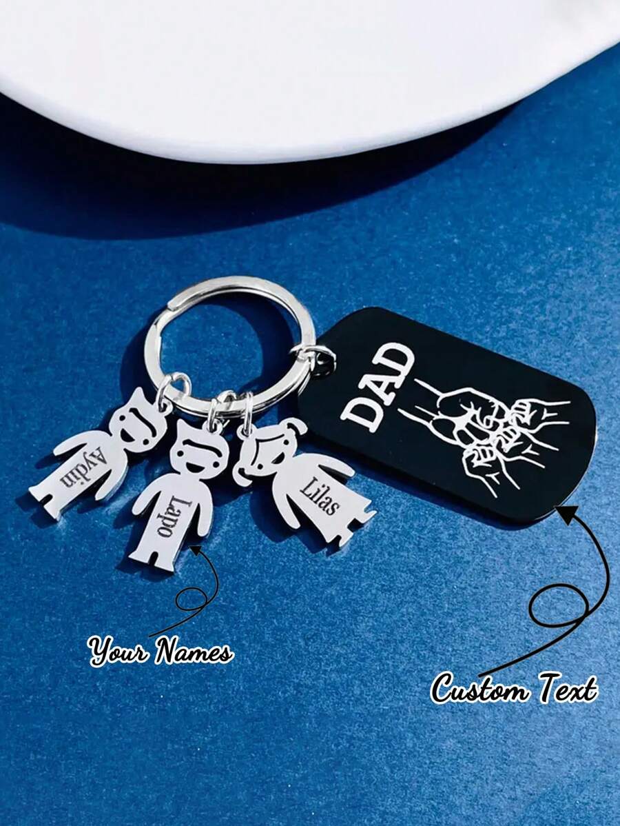1 pièce Porte-clés personnalisé avec design de boxe PAPA, porte-clés personnalisé gravé avec 1 à 3 noms, cadeau pour la Fête des Pères