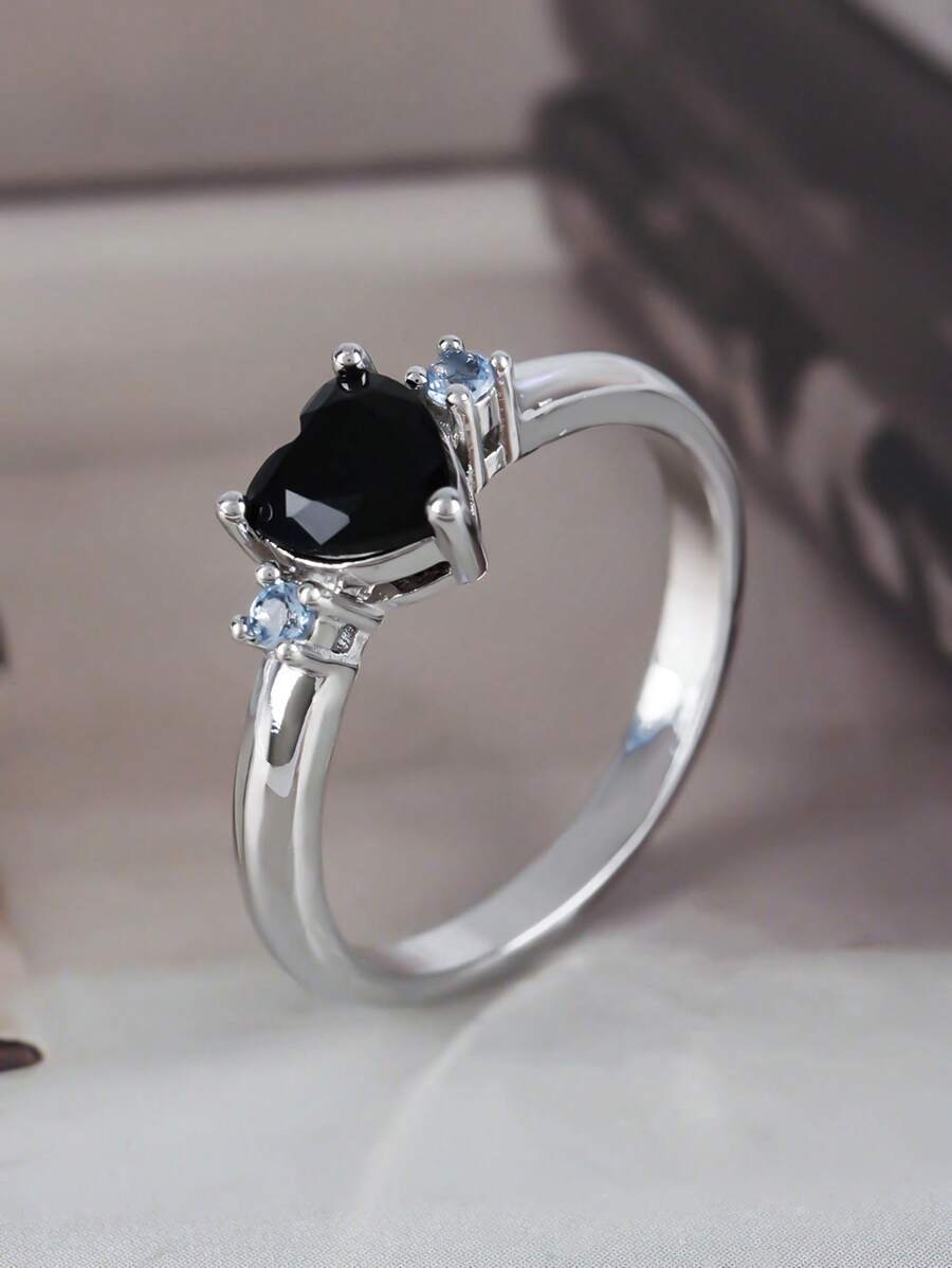 1 Peça Elegante e Romântica Anel com Forma de Coração de Alta Qualidade e Brilhante, com Zircônia, Presente Surpresa para Mulheres Perfeito para Proposta, Casamento, Visual Diário, Aniversário
