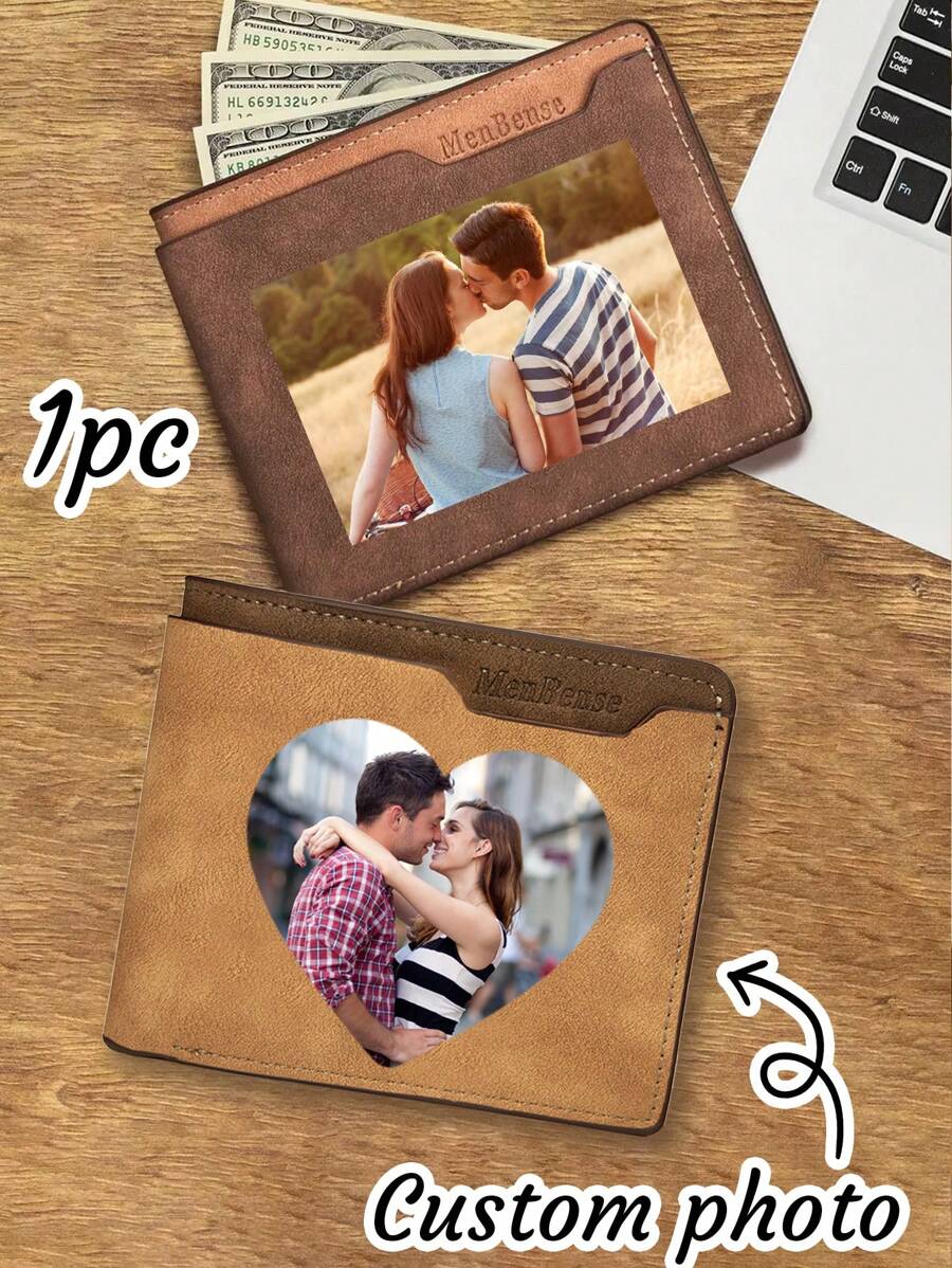1 pieza Cartera personalizada para hombres, cartera con foto grabada/UV personalizada para hombres, regalos personalizados para hombres, regalo de San Valentín personalizables, 12.4 cm/4.88 pulgadas x 9.9 cm/3.90 pulgadas x 2.5 cm/0.98 pulgadas, 5 espacios para tarjetas, 2 colores marrón claro/marrón oscuro, UV/Color, grabado/blanco y negro, carteras de hombre, cartera para papá, regalos personalizados para hombres, regalos para hombres, novio, prometido, esposo, regalos de San Valentín, cumpleaños, aniversario para papá