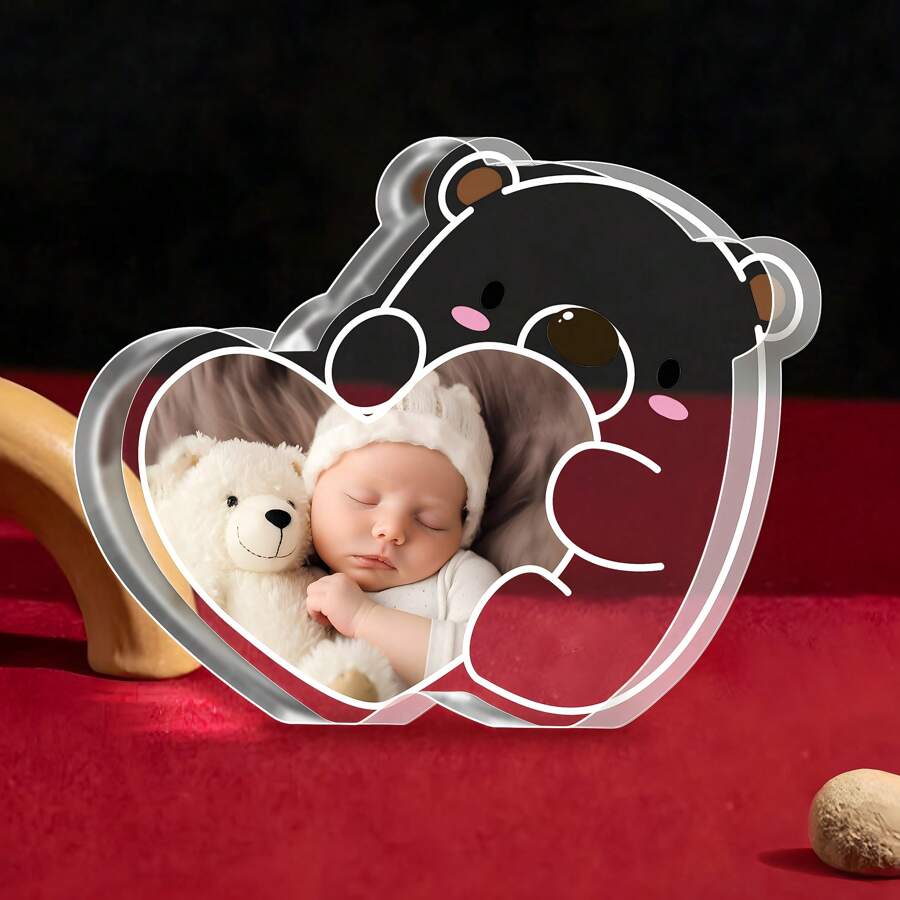 1 pieza Placa de oso de peluche personalizada con amor - Ornamento personalizado de acrílico para anuncio de embarazo, calidez familiar y arte romántico, ideal para revelar a un bebé, Día de San Valentín, Día de la Madre, regalo de cumpleaños, decoración del hogar para regalos para padres en espera, Graduación, Multifuncional, regalo ideal para ella, novio, papá, novia, mamá, familia, amigos, salón de té, hogar, jardín, oficina, para aniversarios, para el Día de San Valentín, para el Día de la Madre, para los cumpleaños, para el Día del Padre, para la graduación, para bodas, para el día del hogar.