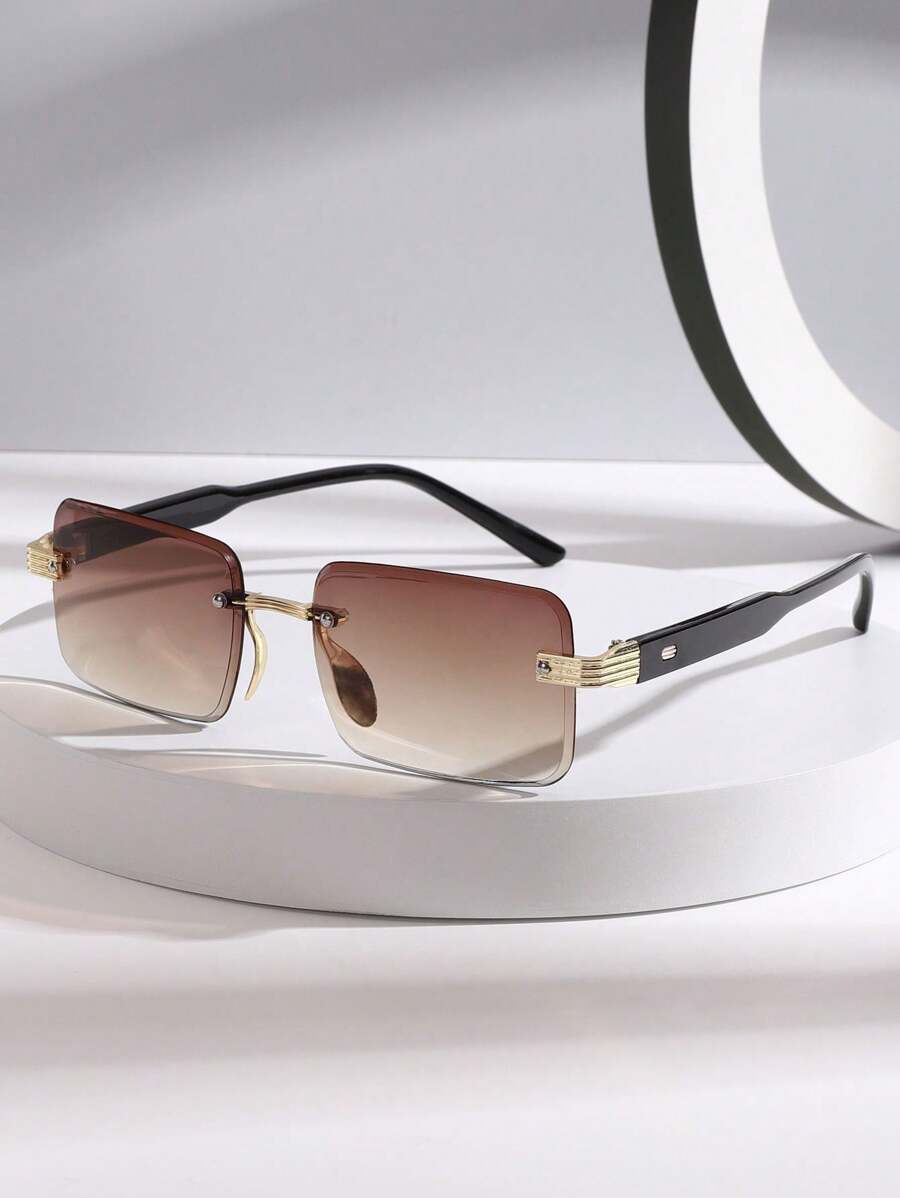1pc Unisex Metal Frameless Edge Fashion Glasses, High Quality, Suitable For Daily Life, Travel, Driving, Fishing, Gatherings, Beach Parties, Street Style