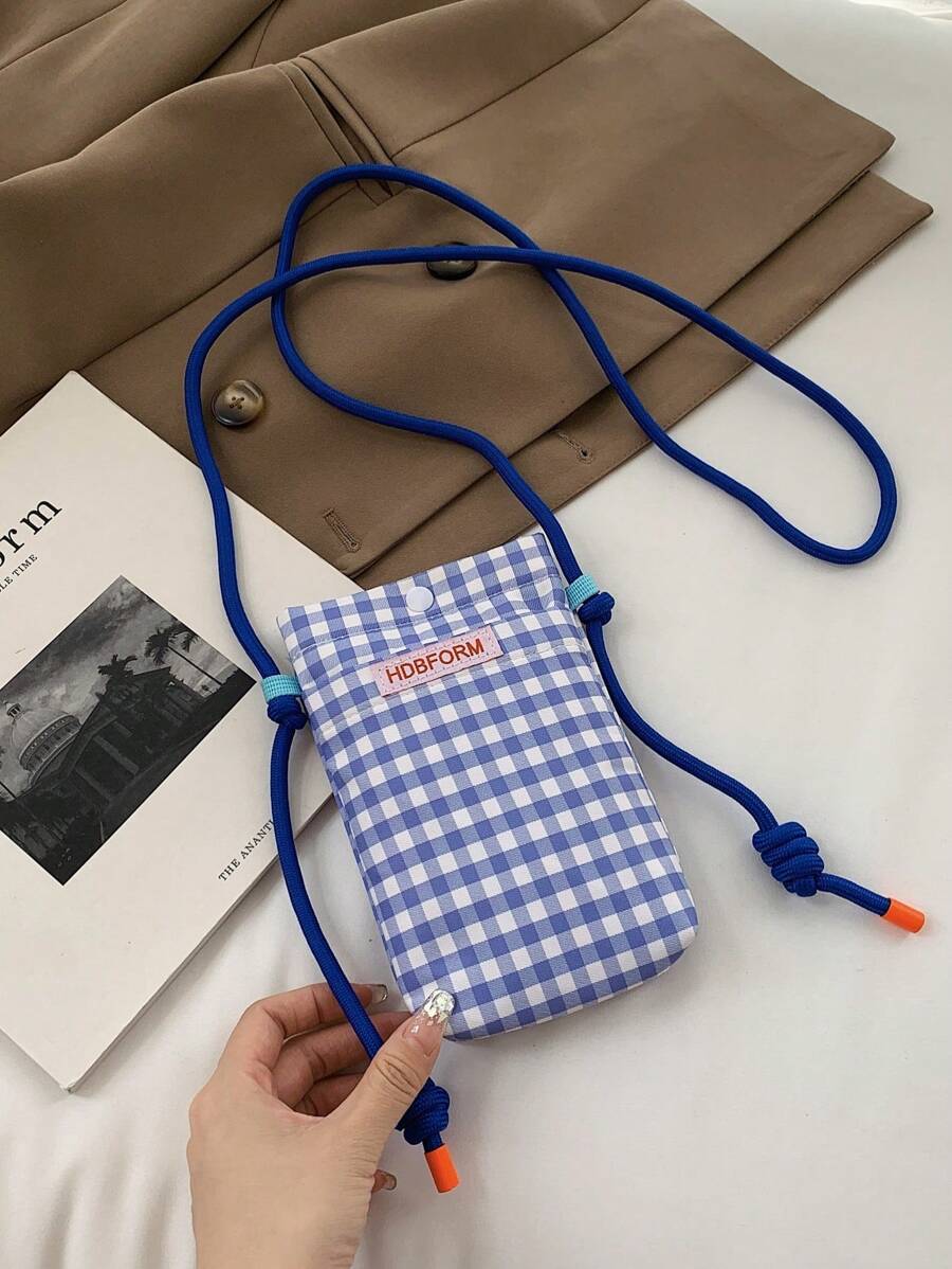 Canvas Plaid Phone Bag Small Vertical Style Crossbody Bag Fashionable & Versatile Phone Bag For Women Wallet Purse Wallet