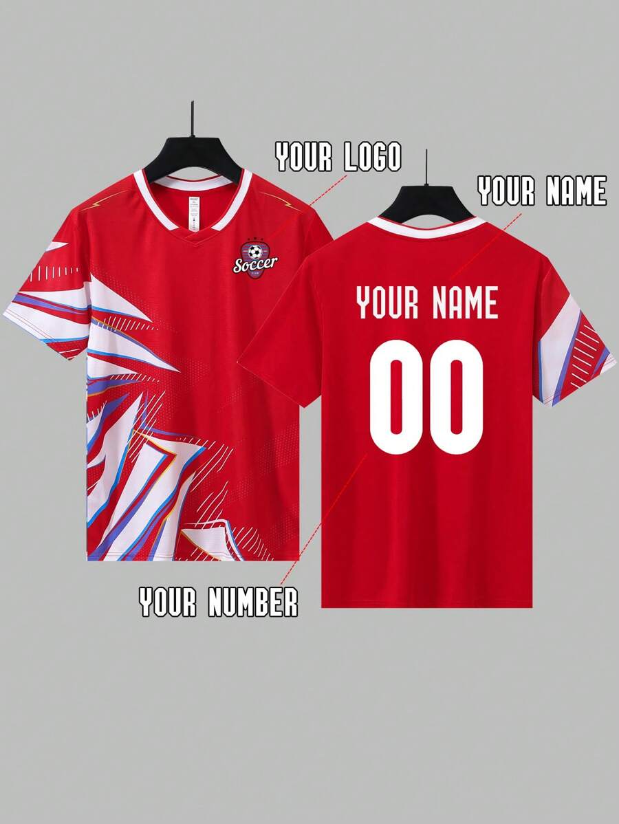Maglia da calcio unisex personalizzabile con motivi, logo, nome, numero, realizzata in tessuto traspirante e ad asciugatura rapida, adatta per calcio, pallavolo, badminton, allenamento, in stile primavera/estate, elegante, alla moda, hipster, casual, minimalista, personalizzata, unica, ideale come regalo per lui, ragazzo, famiglia e amici per compleanni, vacanze, scuola/competizioni, sport/arrampicata