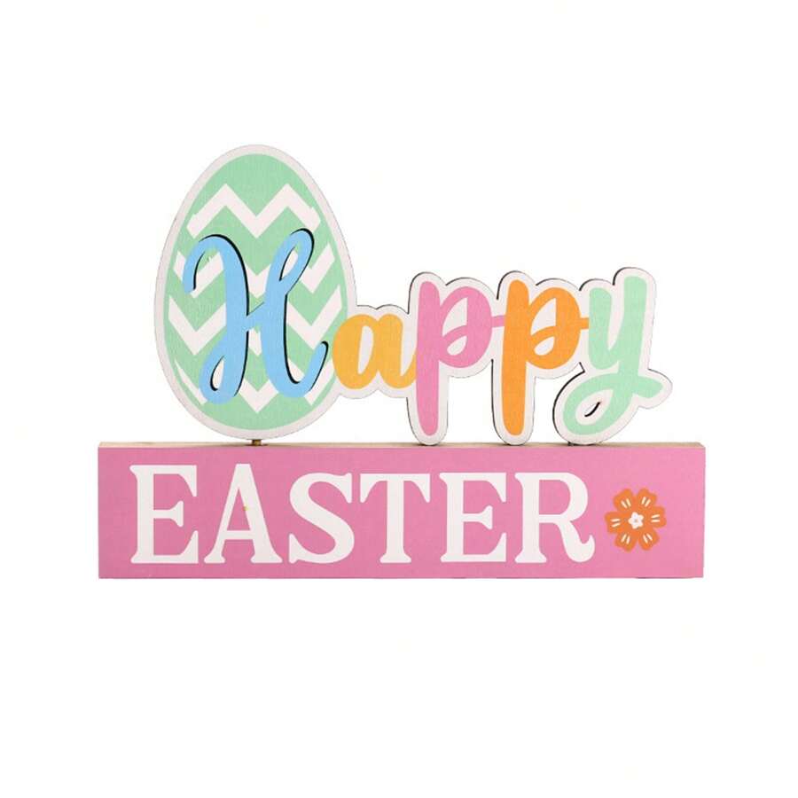 Wooden Easter Decor Easter Egg/Cross/Bunny Sign Spring Desk Decorations For Home Farmhouse Holiday Party