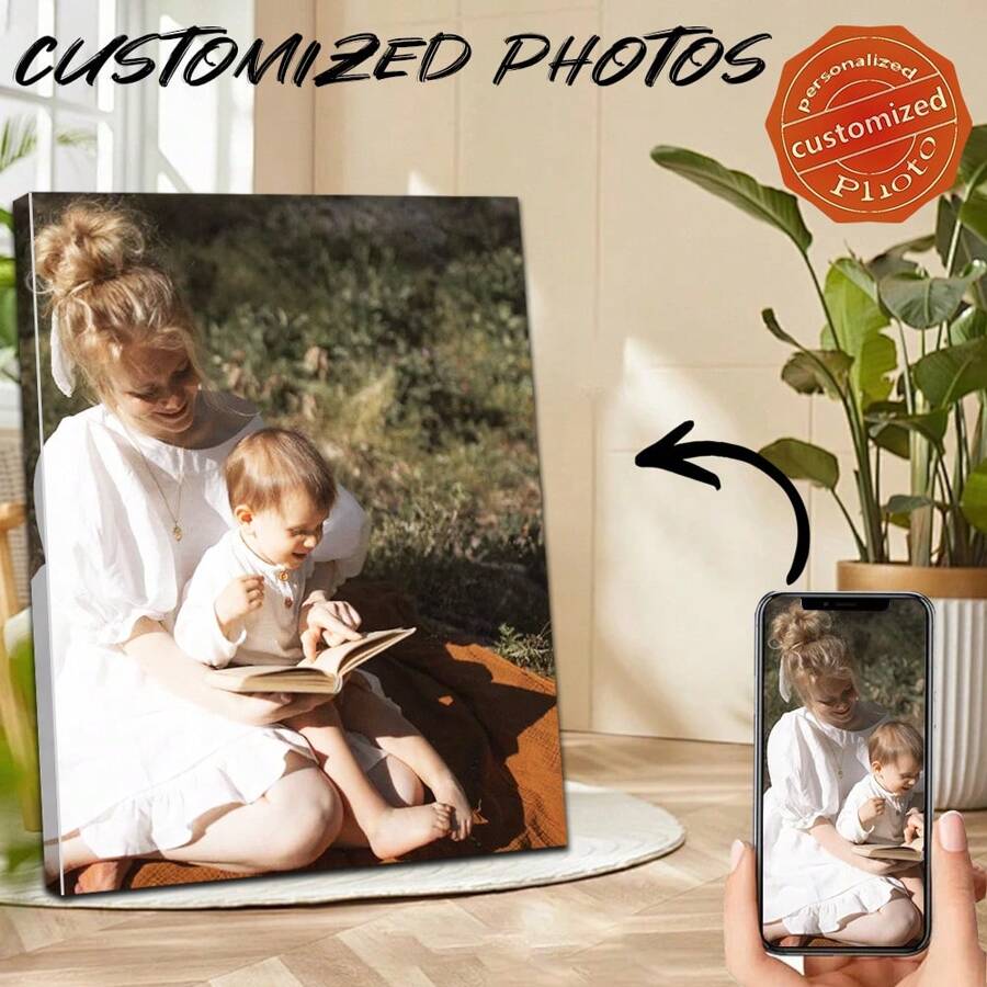 1pc Personalized Custom Canvas Photo Poster With DIY Wooden Frame Or Frameless Poster, Perfect Gift For Family And Friends.Customized Photo Canvas, Canvas Poster, Canvas Print, Perfect Wall Decoration Painting, Canvas Painting, Perfect Love Anniversary Gift, New Year Gift, Valentine's Day Gift Gifts Birthday Graduation