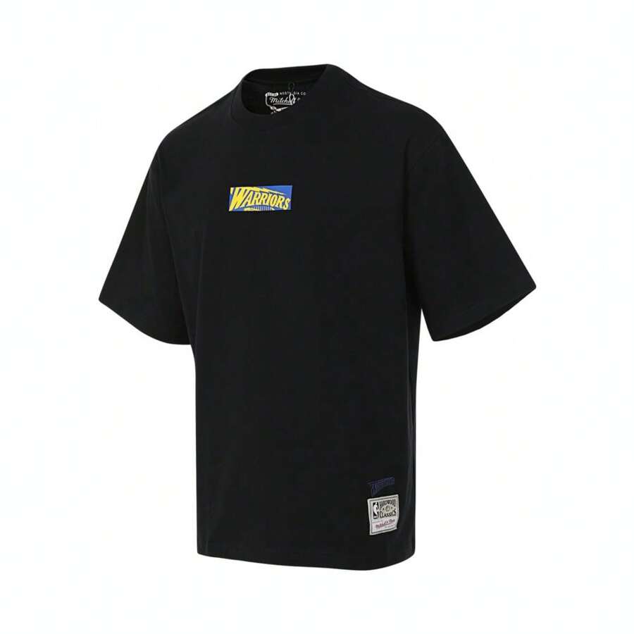 Mitchell & Ness 2024 Mitchell & Ness Golden State Warriors Lifestyle Short Sleeve Knit Collar T-Shirt TMNJYSST23023BOX-BLACK