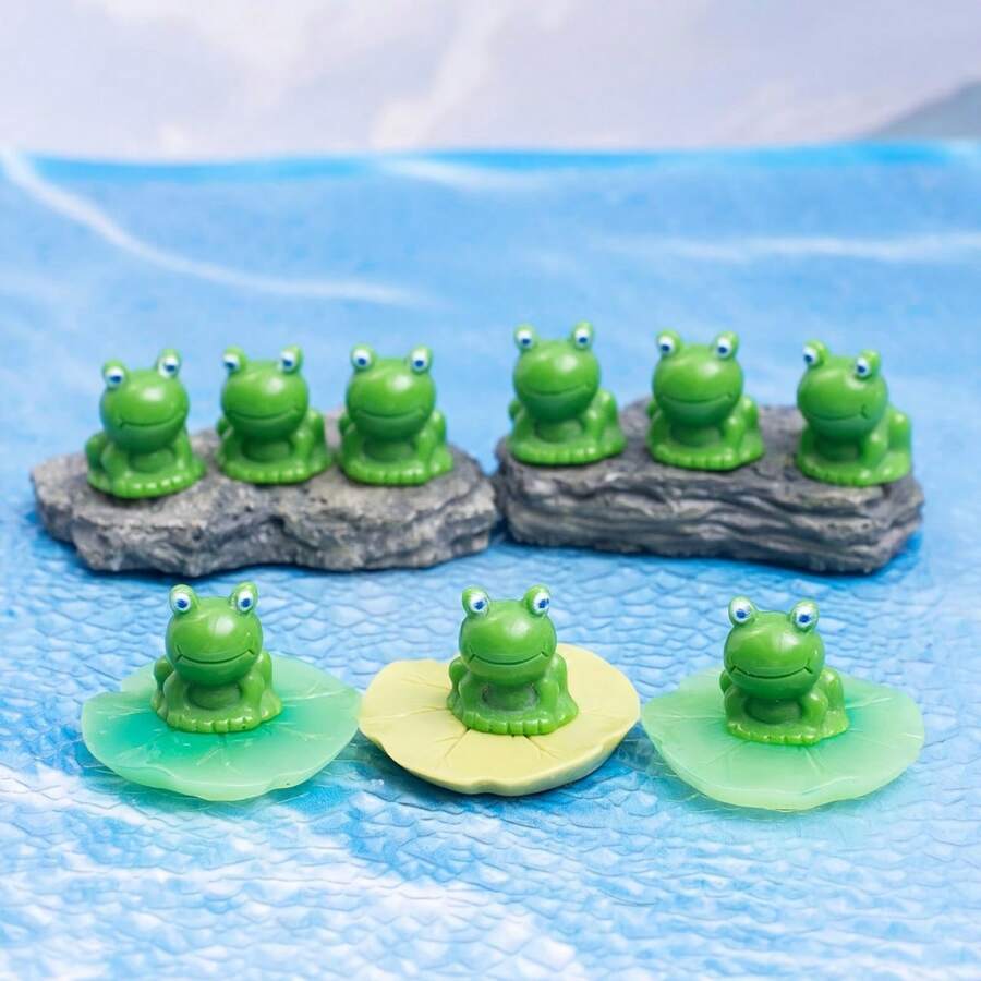 10/20/30pcs Resin Mini Green Frog Figurines, Small Sculpture Ornament Animal Model For DIY Landscape, Home Decoration Accessories