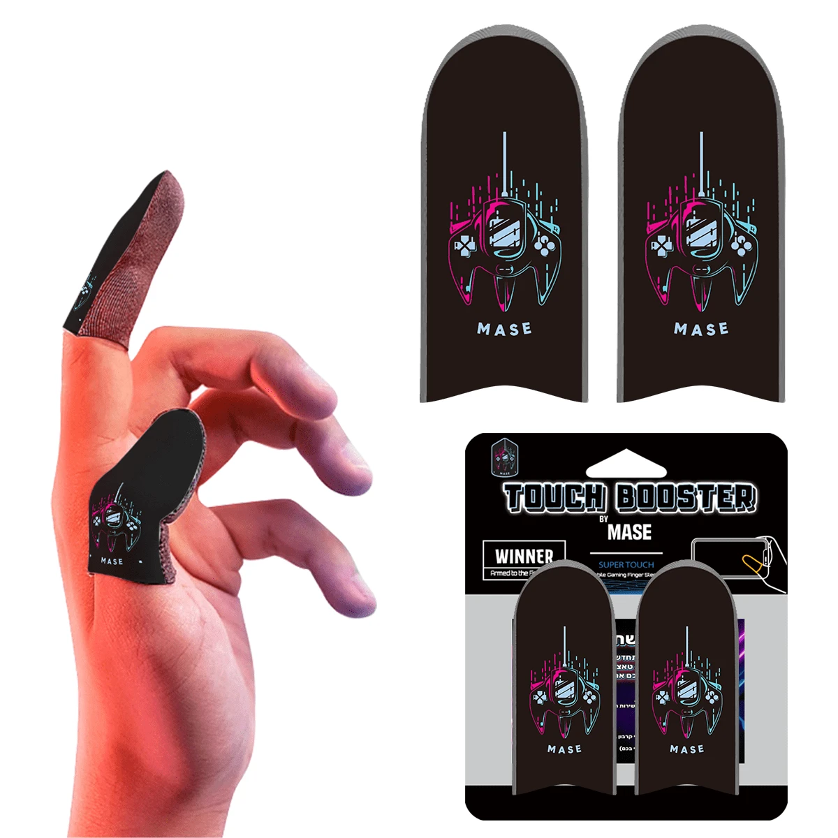 Dedeiras para Gaming Móvel em Padrão de Nave Espacial, Fibra de Carbono e Prata, Material Extremamente Fino, Dedeiras para Controle de Jogo, Dedos e Polegares, Tela Sensível ao Toque Sem Costura, Antitranspirante e Respirável