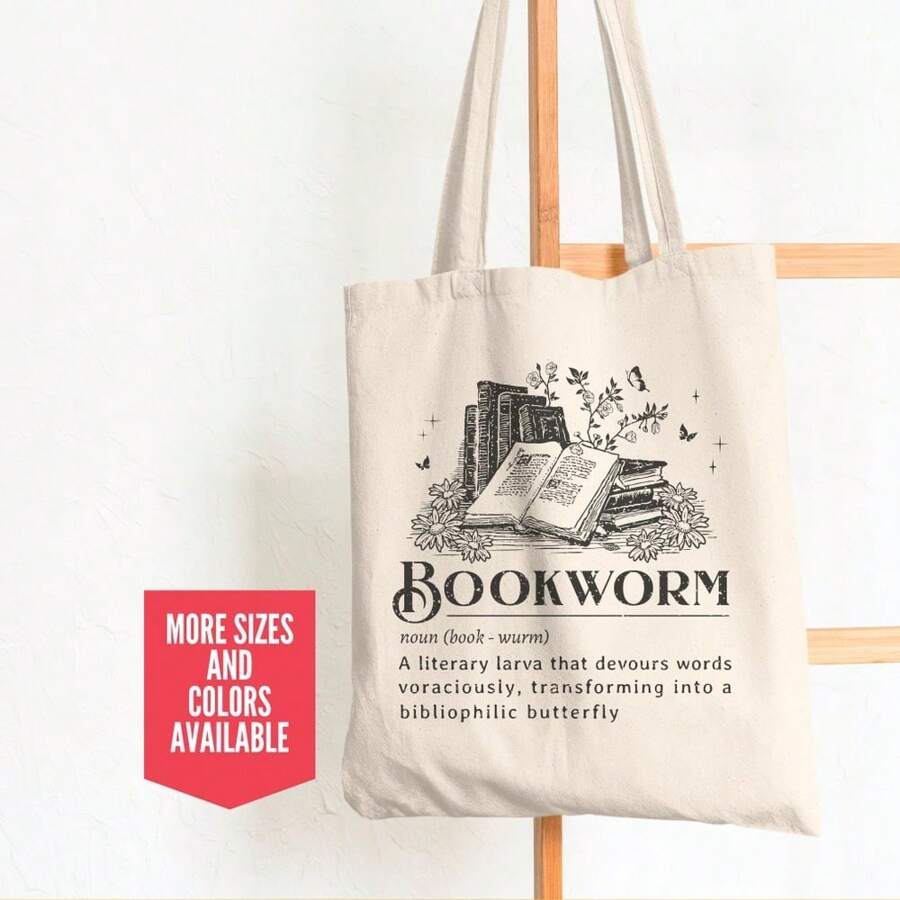 Black Bookworm Definition Tote Bag For Book Lovers Gift Librarian Canvas Tote Bag Gift For Bookworms Tote Bag Library Dictionary Floral Book Tote