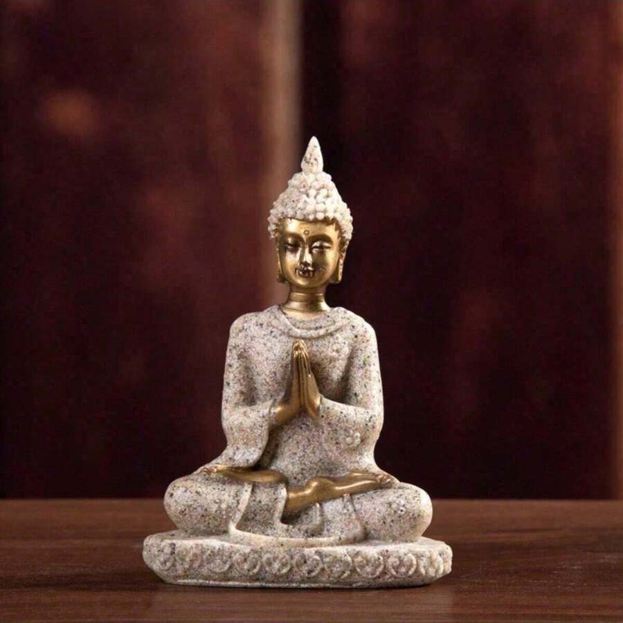 1pc Resin Buddha Figurine, Home Decor Accessory Small Buddha Statue For Foyer Gifts Birthday Graduation