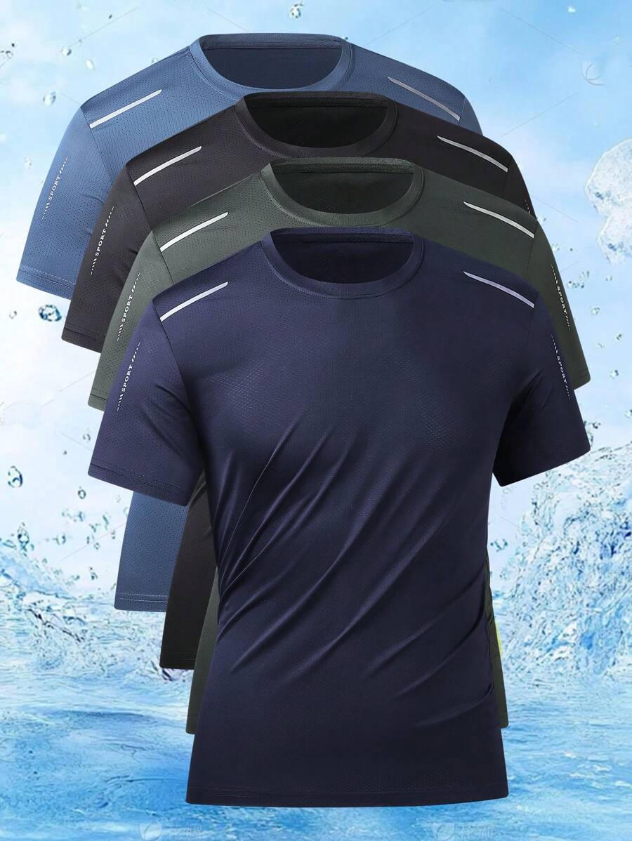 4 Stücke/Packung Sommer Kurzarm T-Shirts, leicht, locker, lässig, schnelltrocknende Halblang Outdoor Sport Fitness Shirts, atmungsaktiv, feuchtigkeitsableitend