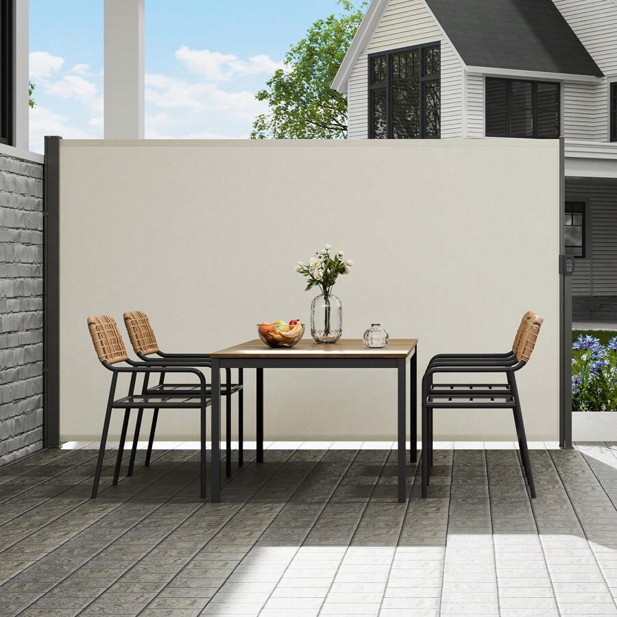 KFFKFF Retractable Side Awning Outdoor Privacy Screen Dimensions Include 79''x 236'' 71''x 138'' 79''x 118'' 79''x 236'' 71''x 118'' 63''x 118'' 71' 'x 138'' 79''x 118'' 180g Polyester Water-Proof Retractable Patio Screen UV 30+ Room Divider Wind Screen For Patio Backyard Balcony Beige Or Gray