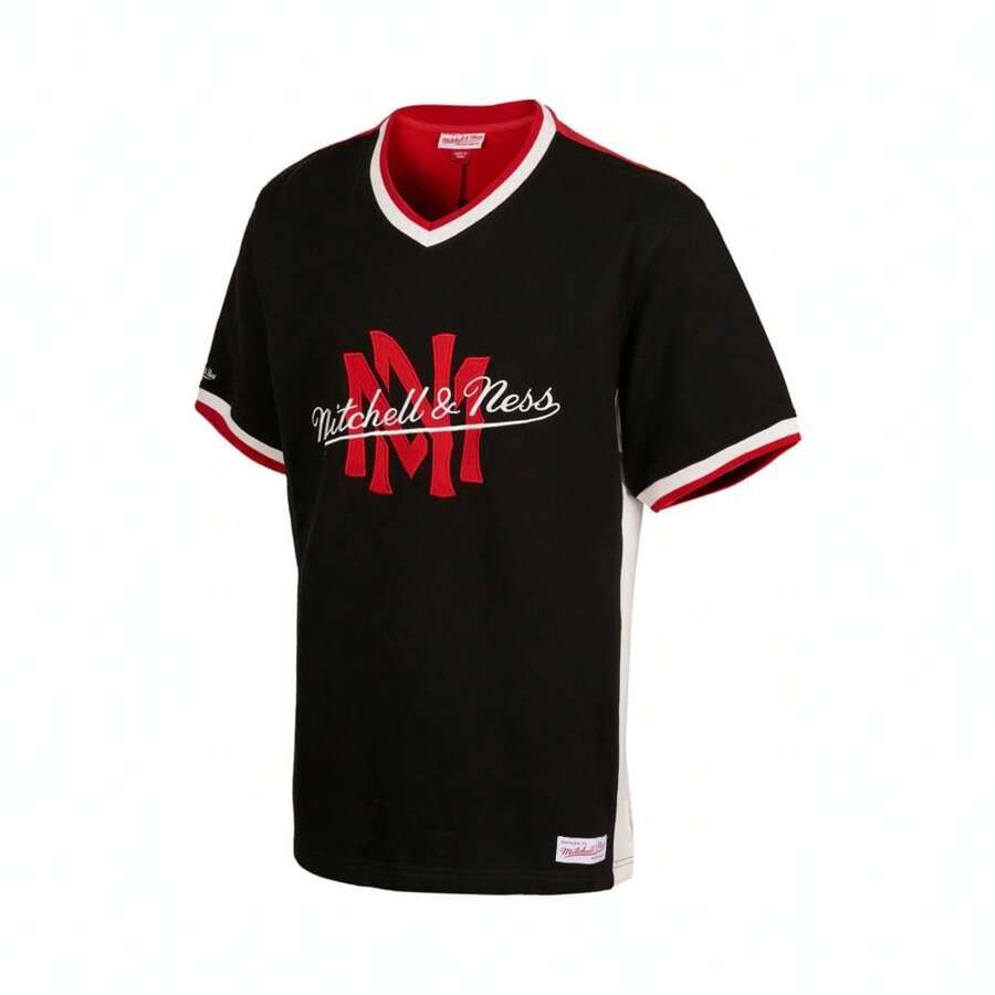 Mitchell & Ness Lifestyle Kurzarm Rippstrick-Rundhals-T-Shirt TMN13S39-BLK, unisex