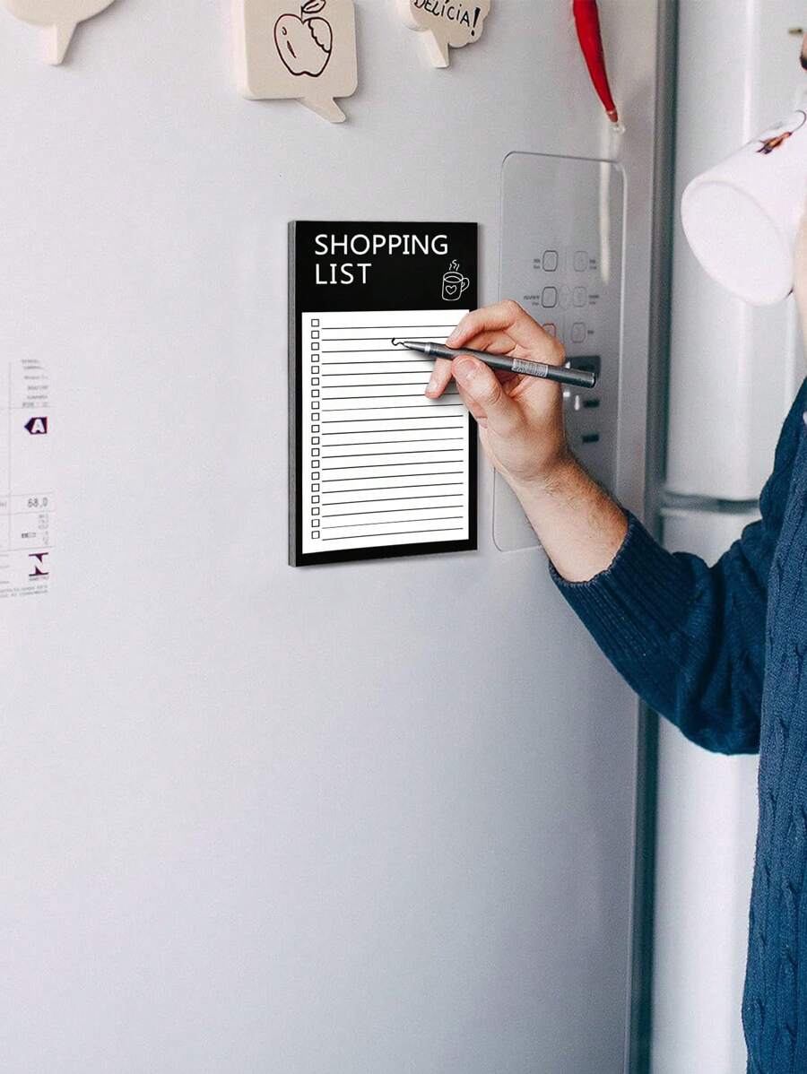 1 pièce Tableau mémo magnétique minimaliste, bloc-notes à déchirer créatif pour liste de courses, tableau magnétique de message de réfrigérateur avec dessins animés