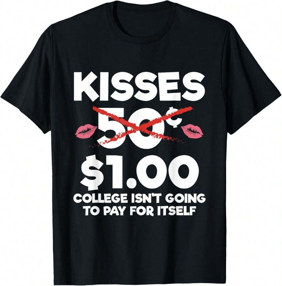 Kids Valentines Day Shirt For Boys Funny Kisses One Dollar T-Shirt