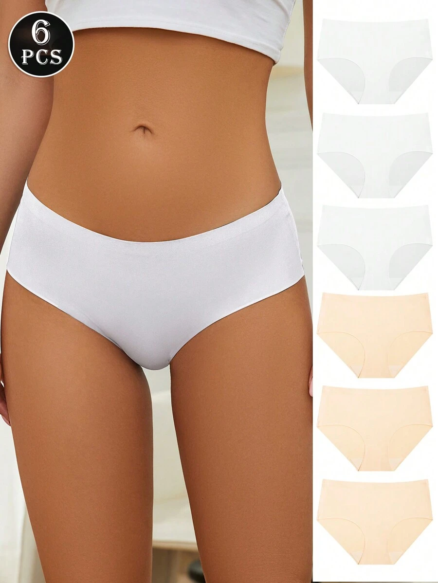 6 pièces Culottes bikini confortables et douces, culottes sans couture invisibles, sous-vêtements respirants pour dames, sous-vêtements et lingerie pour femmes