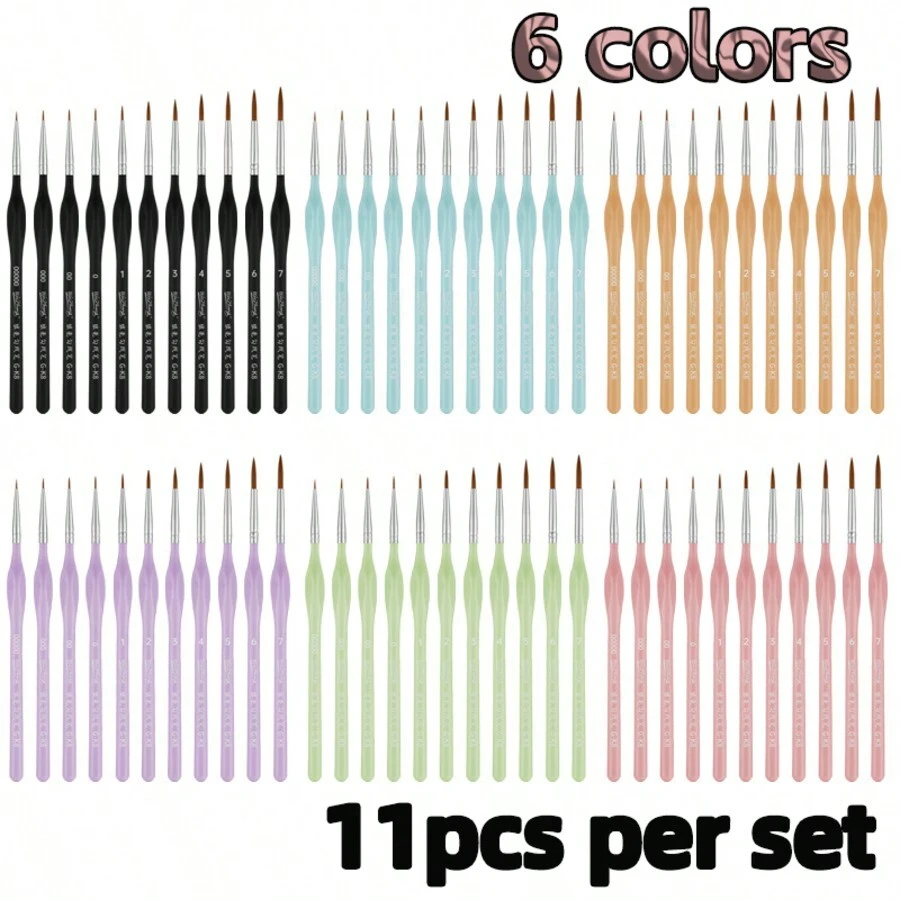 11pcs Small Fine Pointed Tip Paintbrush Set, Micro Sized Detail Paint Brushes Suitable For Acrylic, Watercolor, Oil Painting, Model