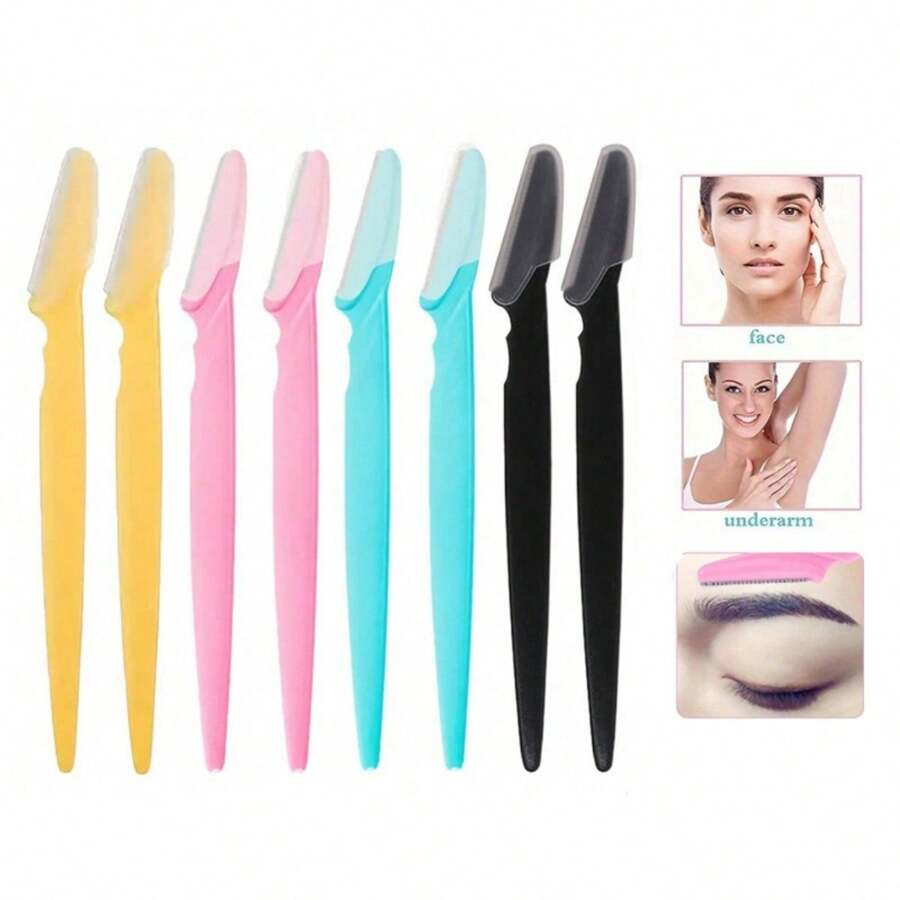 An 8 Pieces Multifunctional Face Trimmer Set For Both Women And Men - Stainless Steel Trimmer With Safety Cover For Eyebrows, Body, Face, Bikini Area And More