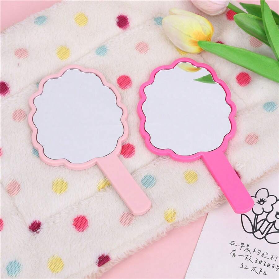 1pc Handle Mirror Cable Silicone Small Mirror Portable Silicone Handheld Mirror Small Gift For Family And Friends