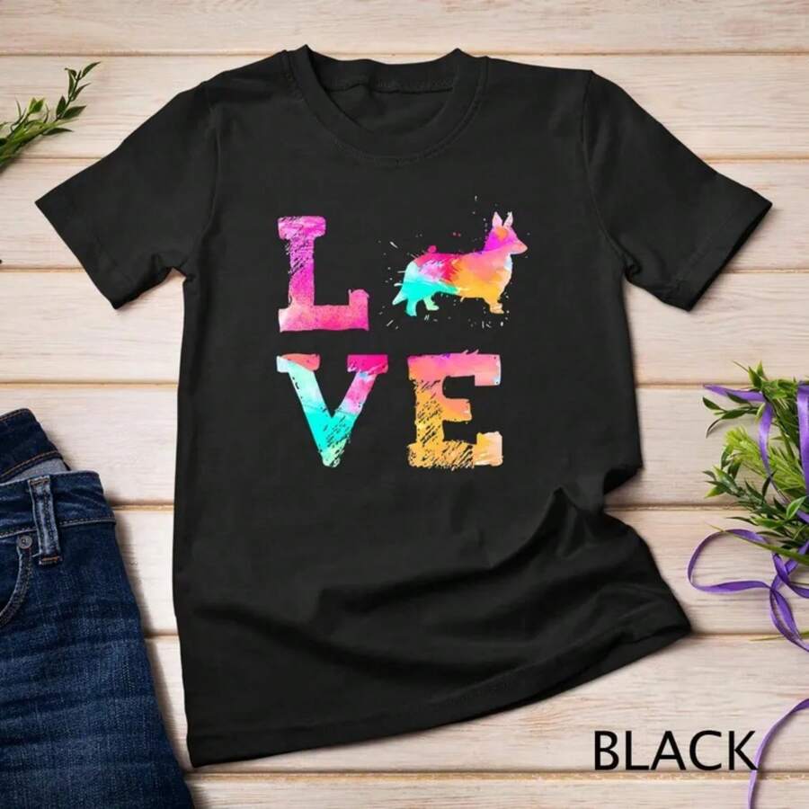 Colorful Watercolor Paint Cardigan Welsh Corgi Mom T-Shirt Sweatshirt