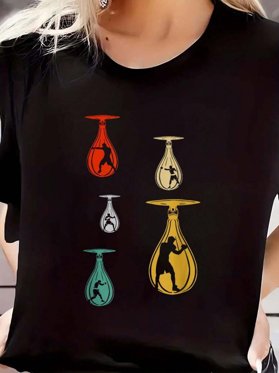 Boxing Shirts For Boys Boxer T-Shirt Print Women Short Sleeve Round Neck 100% Cotton T-Shirt