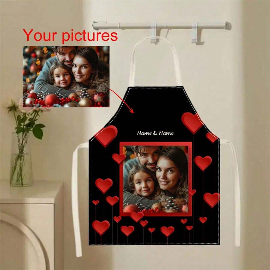 1 pièce Tablier de chef personnalisé avec photo pour hommes et femmes. Tablier de cuisine imperméable personnalisé avec image amusante, logo ou nom imprimé. Tablier de chef parfait pour maman