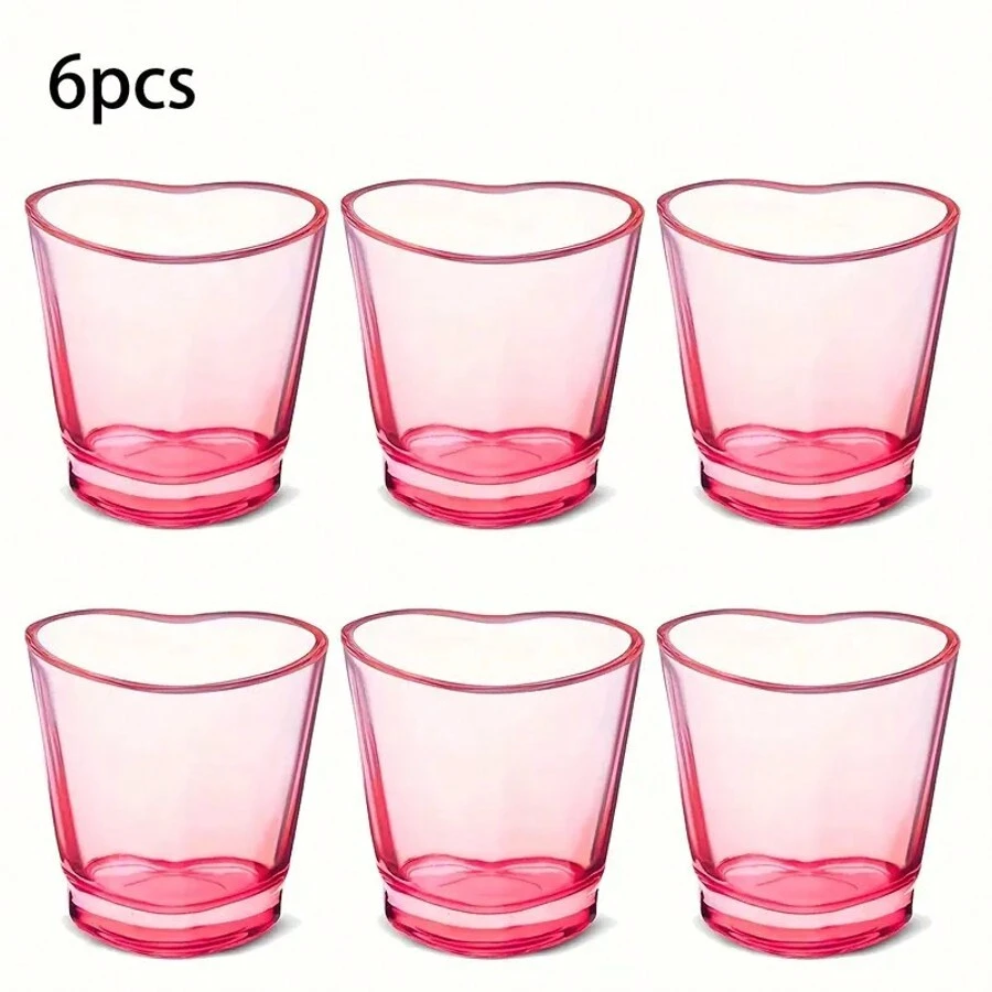 6PCS,Heart-Shaped Glasses, Mini Cute Shot Glasses, Suitable For Valentine's Day, Party Receptions, Tequila Glasses