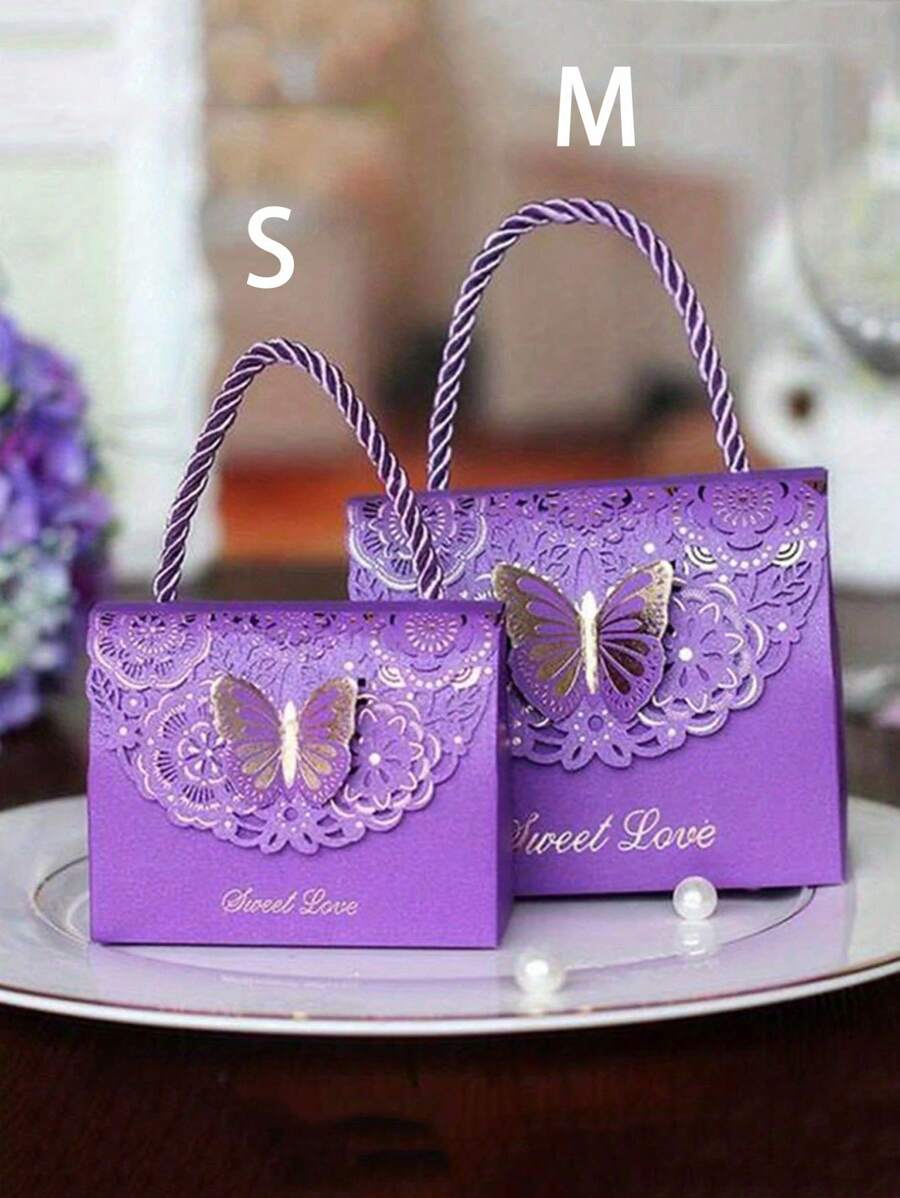 10pcs Hollow Butterfly Creative Gift Boxes Set, Portable Wedding Party Favor Packaging Boxes In Multiple Sizes, Back To School Valentine Day