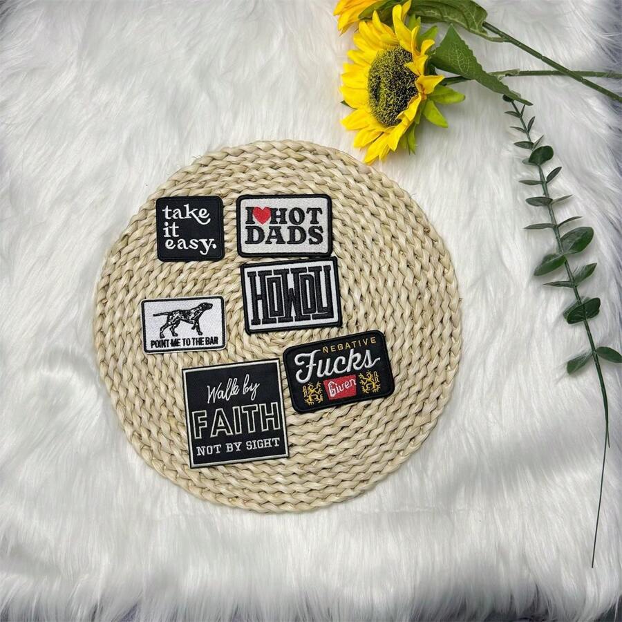Parche bordado premium "Take It Easy" para planchar, parche de letra negra para planchar/coser aplicaciones y parches para gorras de conductor, pantalones vaqueros, chaquetas, mochilas y decoración