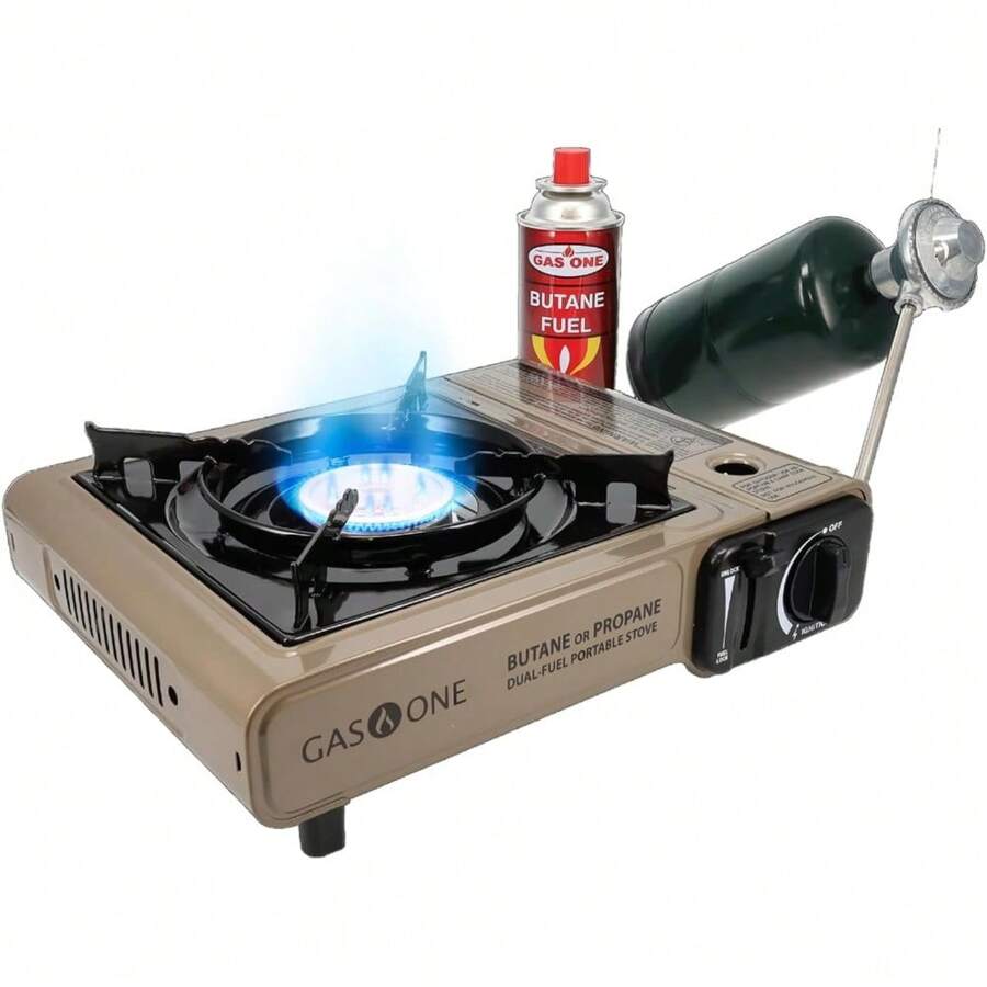 Gas One GS-3400P Propane Or Butane Stove Dual Fuel Stove Portable Camping Stove - Patented - With Carrying Case Great For Emergency Preparedness Kit