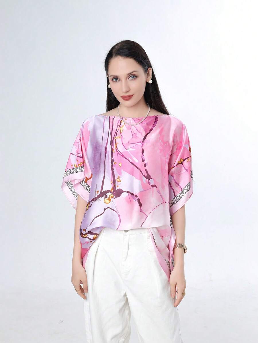 1 pieza Chal para mujer de longitud media con estampado floral