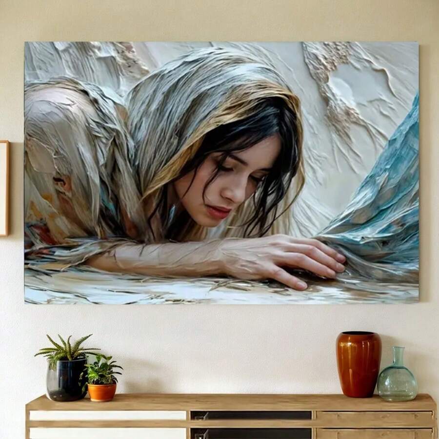 Wall Canvas Painting Of Jesus' Miracle: Woman Healed By Fringe Of His Garment - Inspirational Bible Verse Wall Art, Canvas For Living Room Decor,