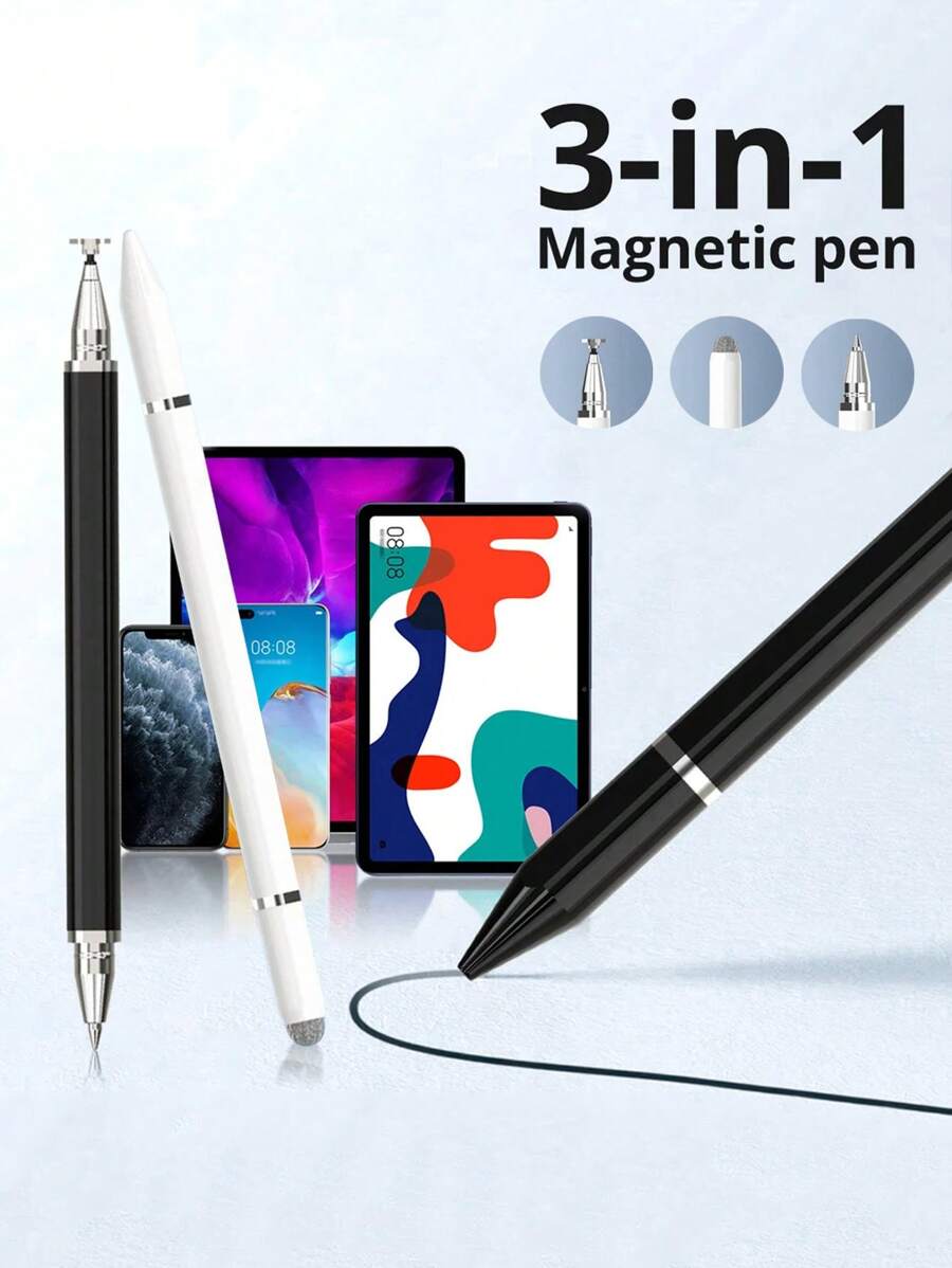 3-In-1 Multifunctional Electronic Stylus Pen - Magnetic Attachment, Compatible With Smartphones, Tablets, IPads For Writing, Drawing, Clipping, Touch-Screen Operation