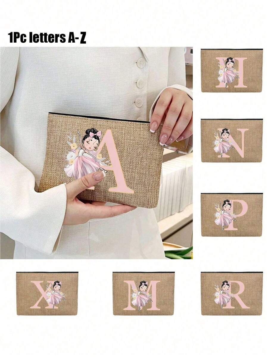 Unique Storage Bag, Cosmetic Bag, Holiday Gift Bag, Square Bag Storage Bag, Multi-Functional And Lightweight Storage Of All Small Items~! Daily Travel Vacation, College Students Outdoor Vacation, Classic Simple Solid Color, Cute Cartoon Letter Pattern, Fashion Bag, Good Friend Travel Accessories, Student Men And Women,Boho Vibes,For Holiday Beach, Bathroom Collection, Bedroom Collection, Large Capacity