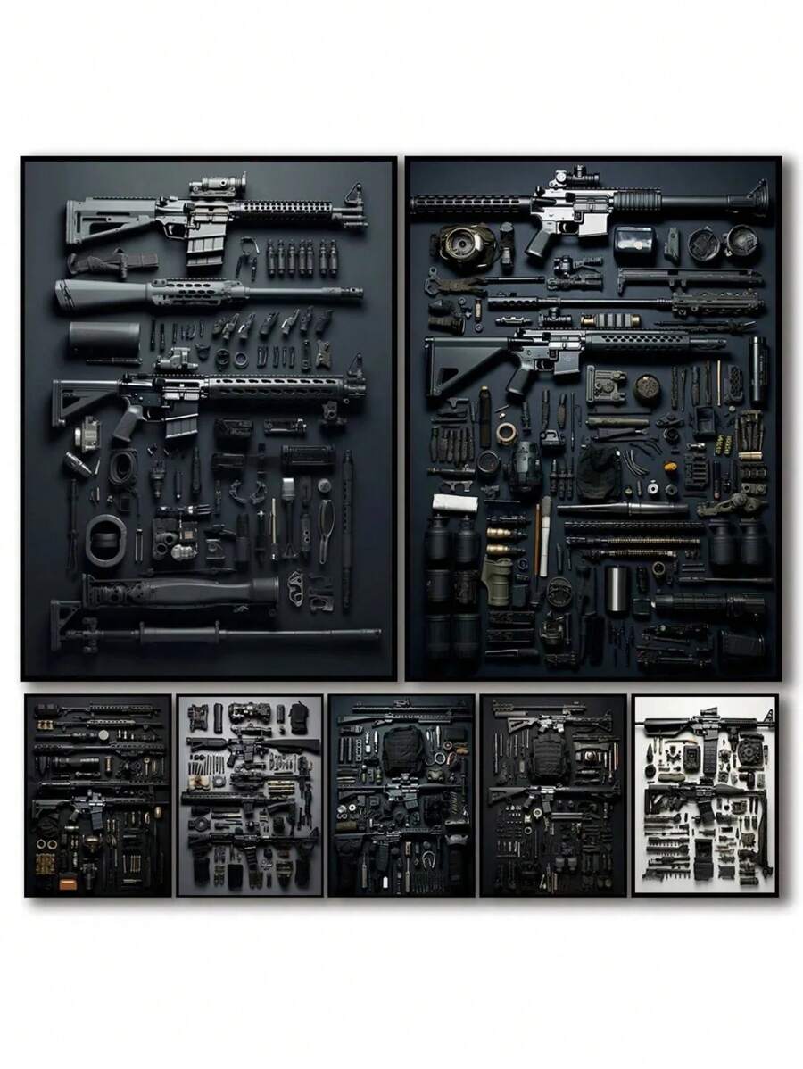 1 pieza Pintura de lienzo de armas de decoración del hogar, póster de armas para paredes, pegatinas de decoración, accesorios de armas, arte de habitación sin marco