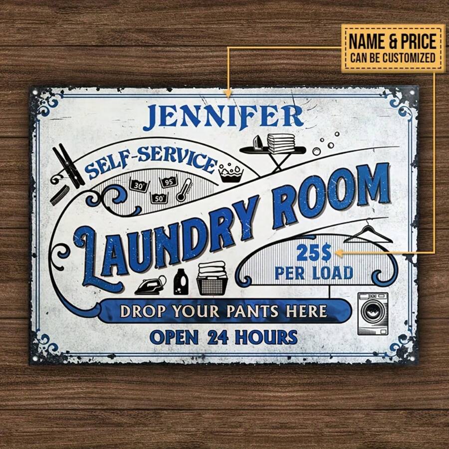 Customized Laundromat Sign - Vintage Metal Coin-Operated Dryer And Washer Sign With Custom Name And Price - Multipurpose Iron Wall Decor For Laundromat, Laundry Shop, Home