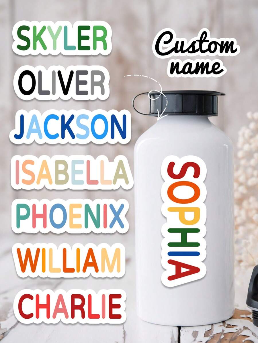10pcs Custom Name Sticker | Personalized First And Last Name Sticker | Personalized Laptop Sticker | Water Bottle Name Sticker | Boys Personalized Custom Name Water Resistant Label For Daycare, School, Etc | Homecoming Season | Valentine's Day Back To School,Multi-Functional,Ornamental,Letter,Stylish,Modern,Colorful,Cute,Adorable,Casual,Custom,Personalised,Unique,Customized,Ideal Gifts For Him,Ideal Gifts For Her